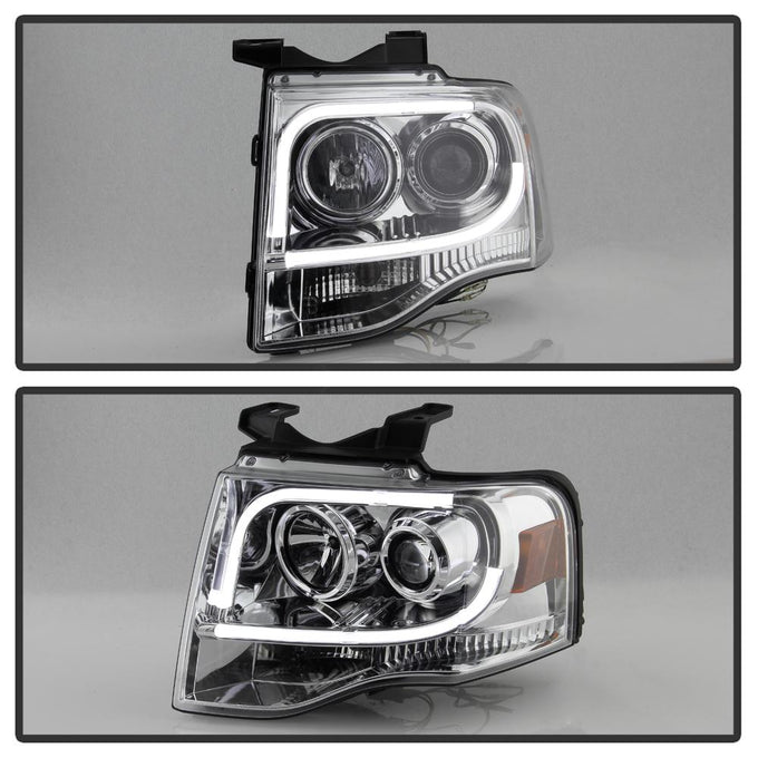 Light Tube DRL Chrome Projector Headlights <br>07-13 Ford Expedition