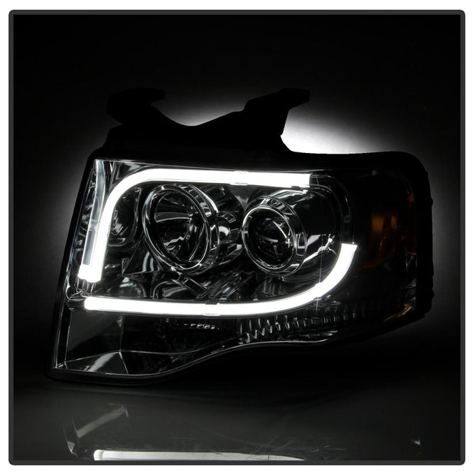 Light Tube DRL Chrome Projector Headlights <br>07-13 Ford Expedition