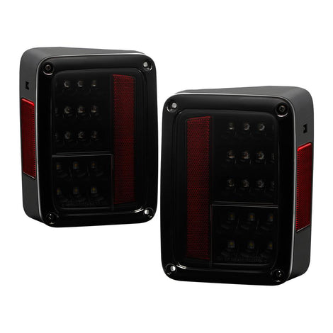 Black Smoke LED Tail Lights <br>07-17 Jeep Wrangler 18 Jeep Wrangler JK
