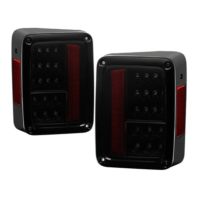Black Smoke LED Tail Lights <br>07-17 Jeep Wrangler 18 Jeep Wrangler JK