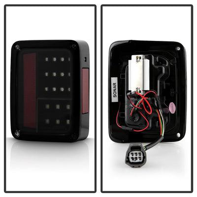 Black Smoke LED Tail Lights <br>07-17 Jeep Wrangler 18 Jeep Wrangler JK