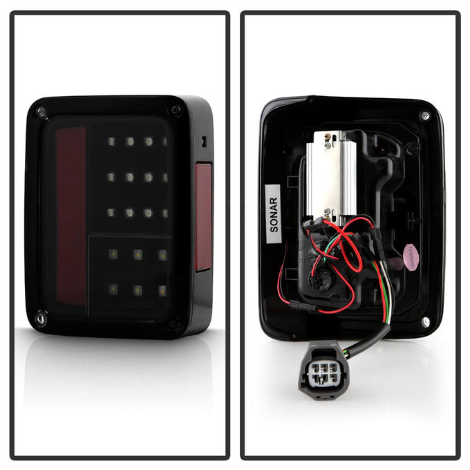 Black Smoke LED Tail Lights <br>07-17 Jeep Wrangler 18 Jeep Wrangler JK