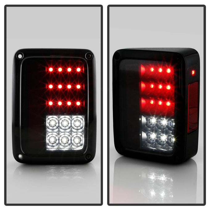Black Smoke LED Tail Lights <br>07-17 Jeep Wrangler 18 Jeep Wrangler JK