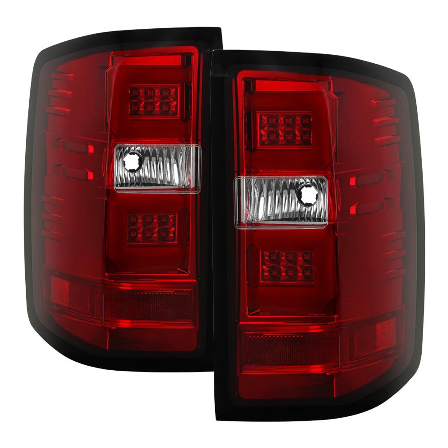 Red Clear LED Tail Lights <br>14-18 Chevrolet Silverado 1500 15-19 2500 HD 3500 HD