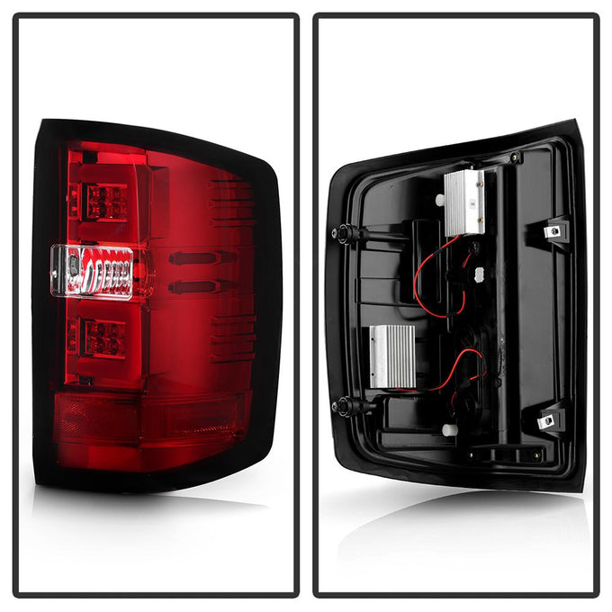 Red Clear LED Tail Lights <br>14-18 Chevrolet Silverado 1500 15-19 2500 HD 3500 HD