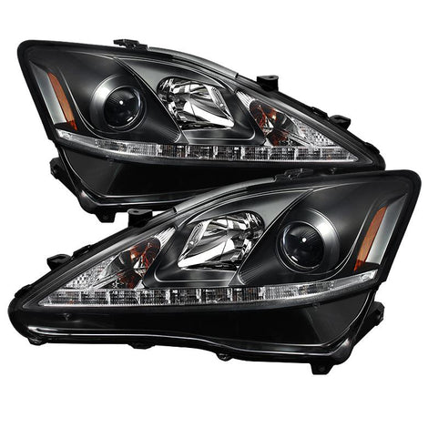 DRL Black Projector Headlights <br>06-10 Lexus IS250 IS350