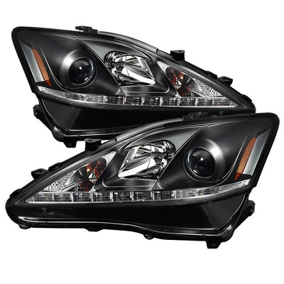 DRL Black Projector Headlights <br>06-10 Lexus IS250 IS350