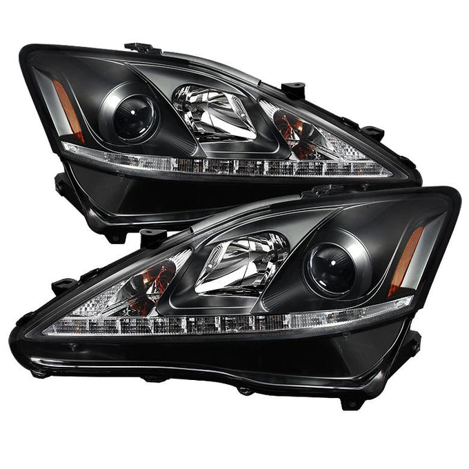 DRL Black Projector Headlights <br>06-10 Lexus IS250 IS350
