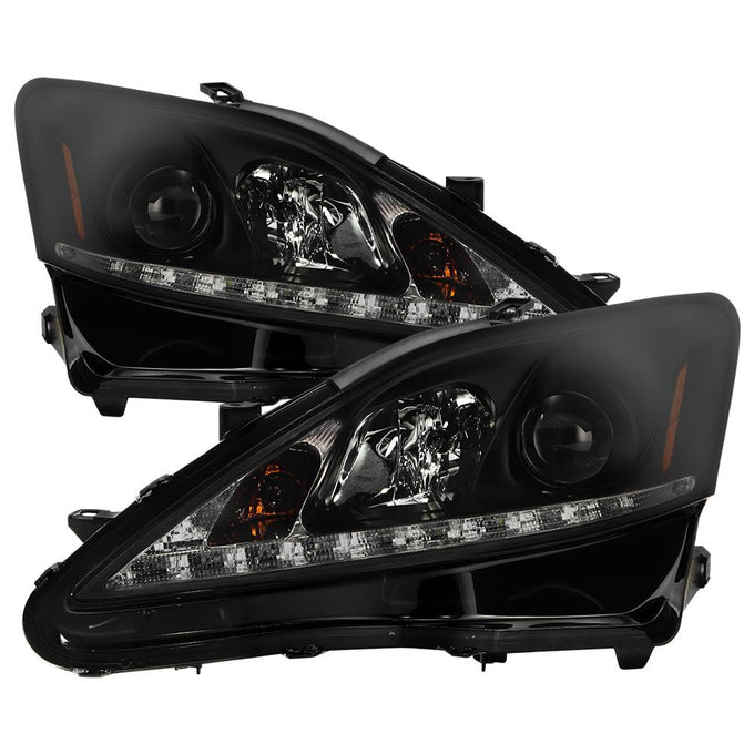 DRL Black Smoke Projector Headlights <br>06-10 Lexus IS250 IS350