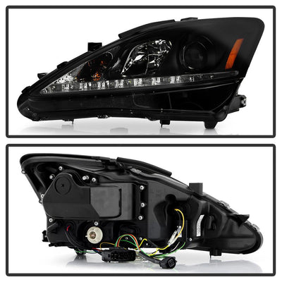 DRL Black Smoke Projector Headlights <br>06-10 Lexus IS250 IS350