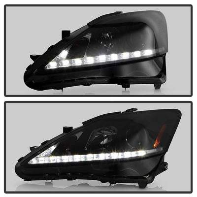 DRL Black Smoke Projector Headlights <br>06-10 Lexus IS250 IS350