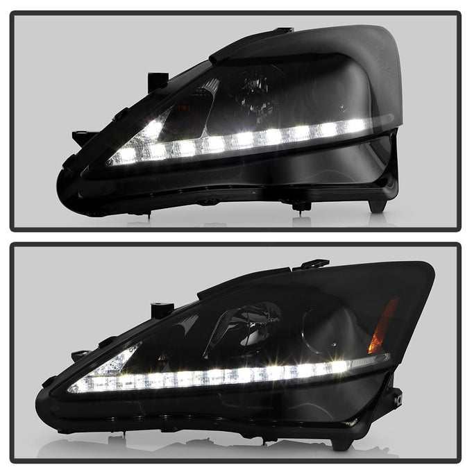 DRL Black Smoke Projector Headlights <br>06-10 Lexus IS250 IS350