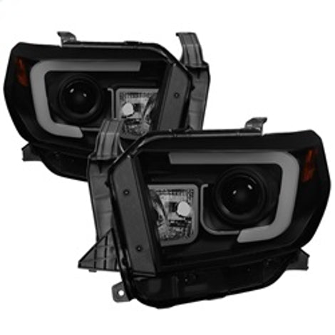 Light Bar DRL Black Smoke Projector Headlights <br>14-21 Toyota Tundra