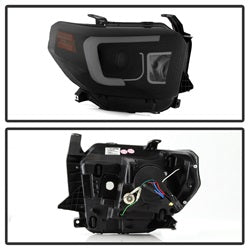 Light Bar DRL Black Smoke Projector Headlights <br>14-21 Toyota Tundra