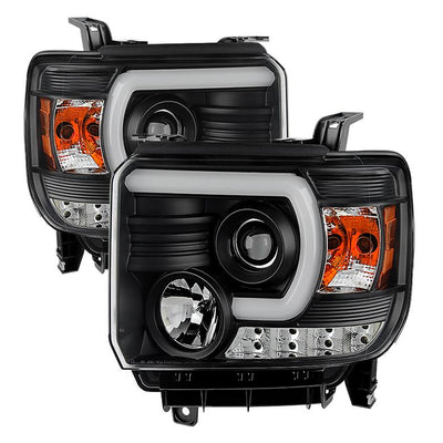 Light Bar DRL Black Projector Headlights <br>14-15 GMC Sierra 1500 15-17 GMC Sierra 2500 HD Sierra 3500 HD