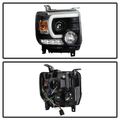 Light Bar DRL Black Projector Headlights <br>14-15 GMC Sierra 1500 15-17 GMC Sierra 2500 HD Sierra 3500 HD
