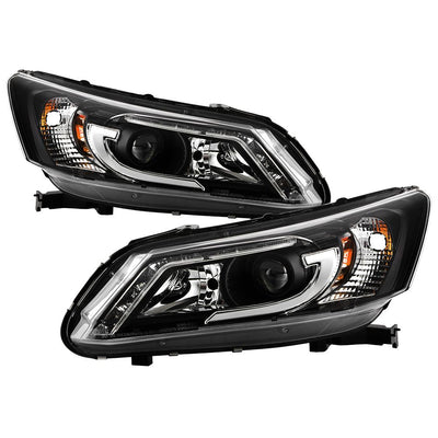 Light Bar DRL Black Projector Headlights <br>13-15 Honda Accord