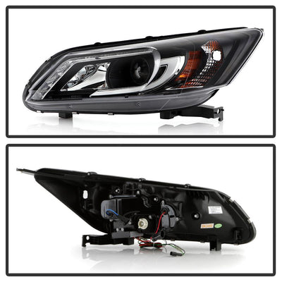 Light Bar DRL Black Projector Headlights <br>13-15 Honda Accord