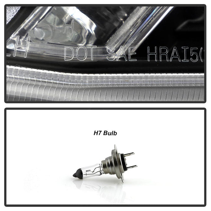 Light Bar DRL Black Projector Headlights <br>13-15 Honda Accord