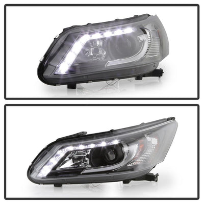 Light Bar DRL Black Projector Headlights <br>13-15 Honda Accord