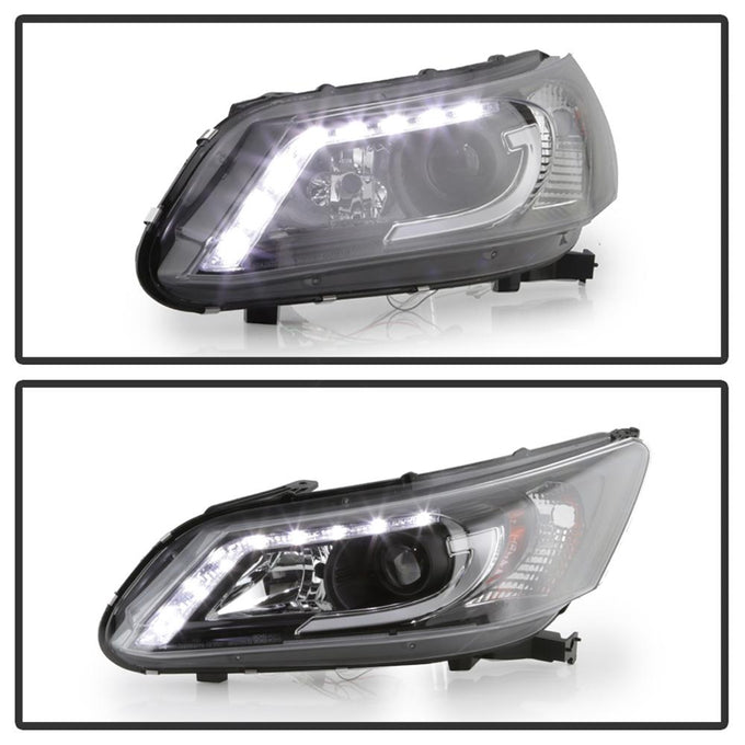 Light Bar DRL Black Projector Headlights <br>13-15 Honda Accord