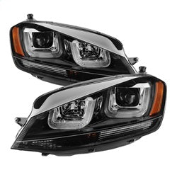 DRL LED Black Black Stripe Projector Headlights <br>14-19 Volkswagen Golf 15-19 Volkswagen Golf R