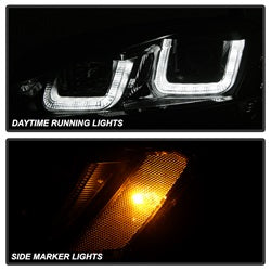 DRL LED Black Black Stripe Projector Headlights <br>14-19 Volkswagen Golf 15-19 Volkswagen Golf R