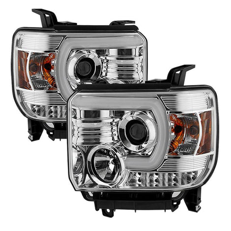 Light Bar DRL Chrome Projector Headlights <br>14-15 GMC Sierra 1500 15-17 GMC Sierra 2500 HD Sierra 3500 HD