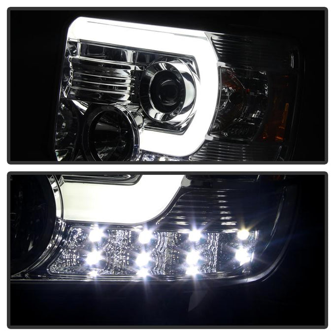 Light Bar DRL Chrome Projector Headlights <br>14-15 GMC Sierra 1500 15-17 GMC Sierra 2500 HD Sierra 3500 HD