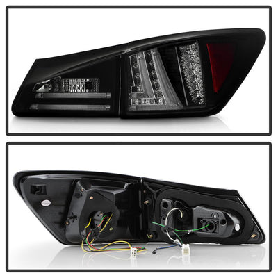 Black Smoke LED Tail Lights <br>06-08 Lexus IS250
