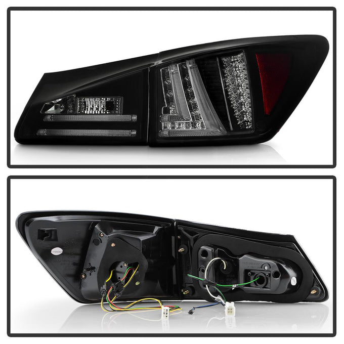Black Smoke LED Tail Lights <br>06-08 Lexus IS250
