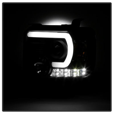 Light Bar DRL Black Projector Headlights <br>14-18 GMC Sierra 1500 Sierra 2500 HD Sierra 3500 HD