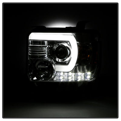 Light Bar DRL Chrome Projector Headlights <br>14-18 GMC Sierra 1500 Sierra 2500 HD Sierra 3500 HD