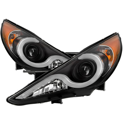 Version 2 Black Light Bar DRL Projector Headlights <br>11-13 Hyundai Sonata