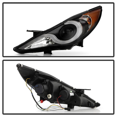 Version 2 Black Light Bar DRL Projector Headlights <br>11-13 Hyundai Sonata