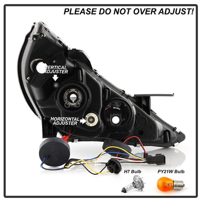 Version 2 Black Light Bar DRL Projector Headlights <br>11-13 Hyundai Sonata