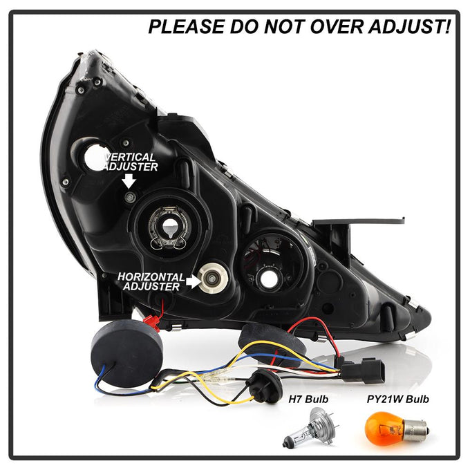 Version 2 Black Light Bar DRL Projector Headlights <br>11-13 Hyundai Sonata