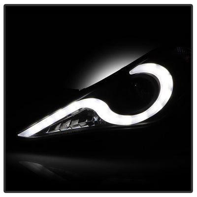 Version 2 Black Light Bar DRL Projector Headlights <br>11-13 Hyundai Sonata