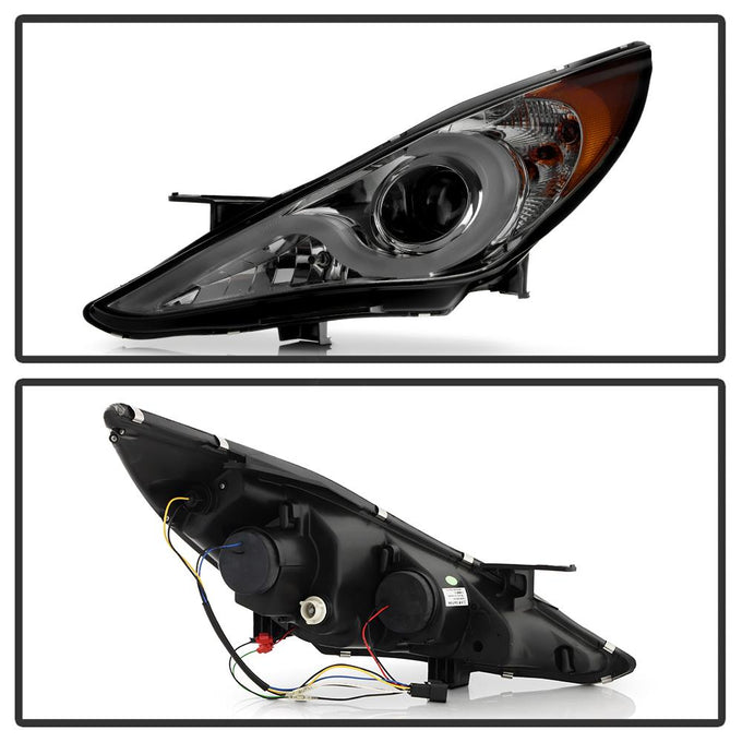 Version 2 Chrome Light Bar DRL Projector Headlights <br>11-13 Hyundai Sonata