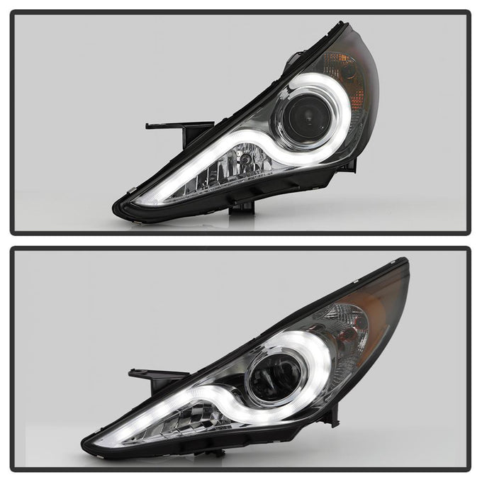 Version 2 Chrome Light Bar DRL Projector Headlights <br>11-13 Hyundai Sonata