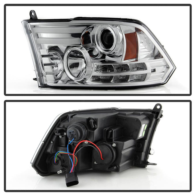 Light Bar DRL Chrome Projector Headlights <br>13-16 Ram 2500 3500 13-18 Ram 1500