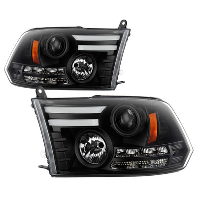 Light Bar DRL Black Projector Headlights <br>13-16 Ram 2500 3500 13-18 Ram 1500