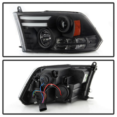 Light Bar DRL Black Projector Headlights <br>13-16 Ram 2500 3500 13-18 Ram 1500