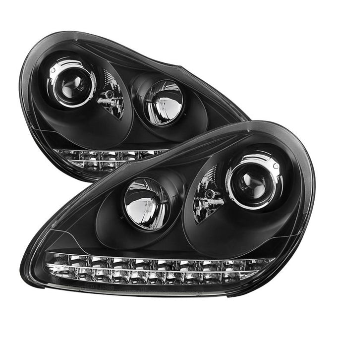 DRL LED Black Projector Headlights <br>03-06 Porsche Cayenne