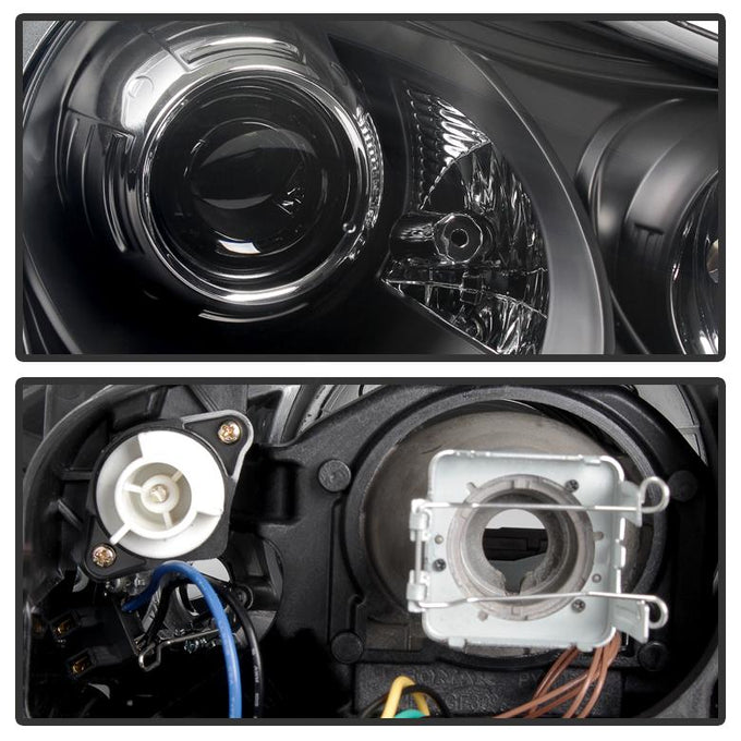 DRL LED Black Projector Headlights <br>03-06 Porsche Cayenne
