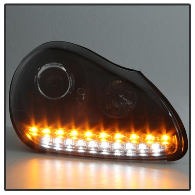 DRL LED Black Projector Headlights <br>03-06 Porsche Cayenne