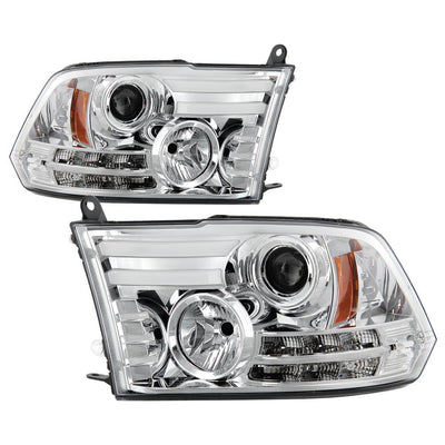 Light Bar DRL Chrome Projector Headlights <br>09-18 Ram 1500 2500 3500