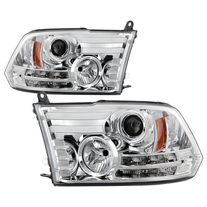 Light Bar DRL Chrome Projector Headlights <br>09-18 Ram 1500 2500 3500
