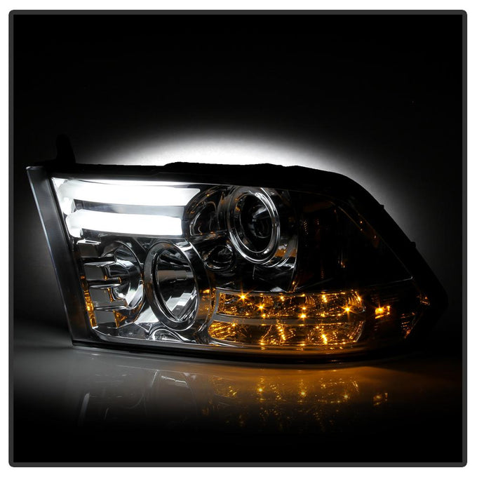 Light Bar DRL Chrome Projector Headlights <br>09-18 Ram 1500 2500 3500