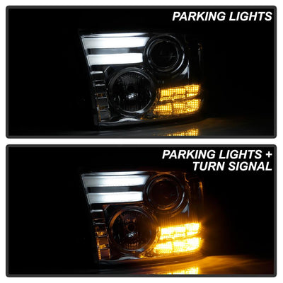 Light Bar DRL Chrome Projector Headlights <br>09-18 Ram 1500 2500 3500